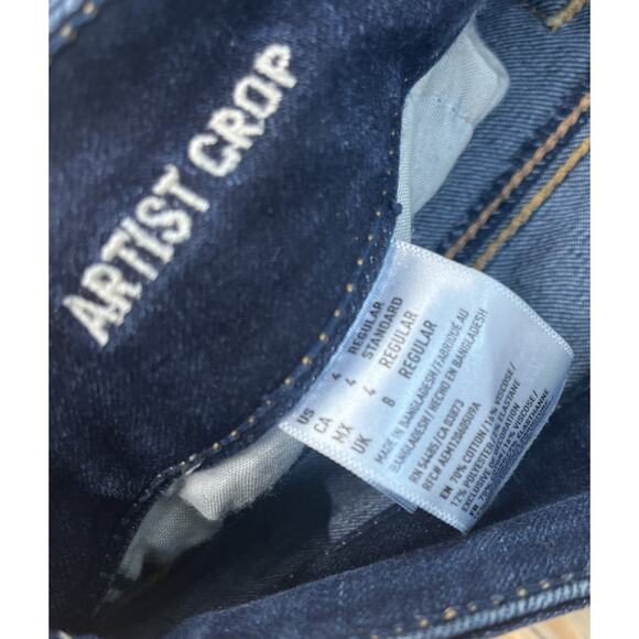American Eagle Outfitters Artist Crop Stretch Jeans Womens 4 Dark Blue Denim - Picture 4 of 6